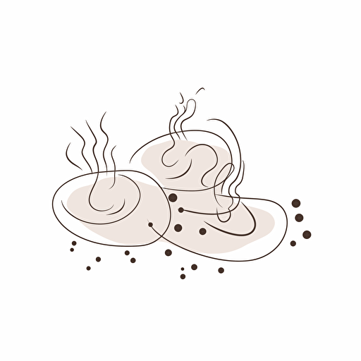 steaming coffee beans, white background, line drawing illustration, vector, simple, minimalist
