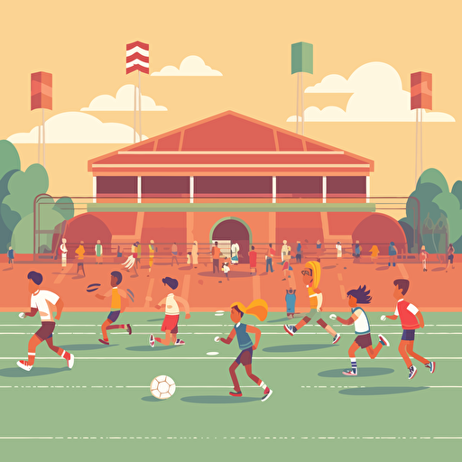 kids playing sport in stadium vector