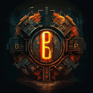 a logo design, boardgame called "Beneath the Fallout", letter "B", 2d, vector, flat, icon, cyberpunk, nuclear, underground, subterranean, digital art logo "B"