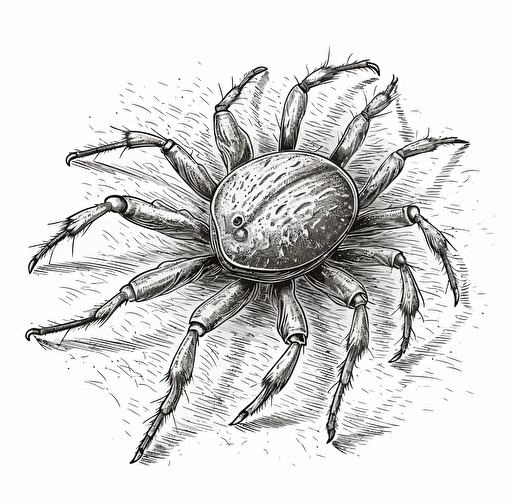 common spider mite, in the style of vector illustrations, monochromatic sketches, white background