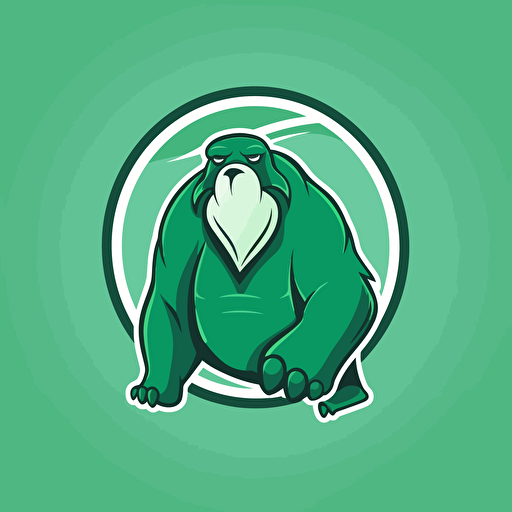 make a vector sport logo with a young walrus in a green triangle