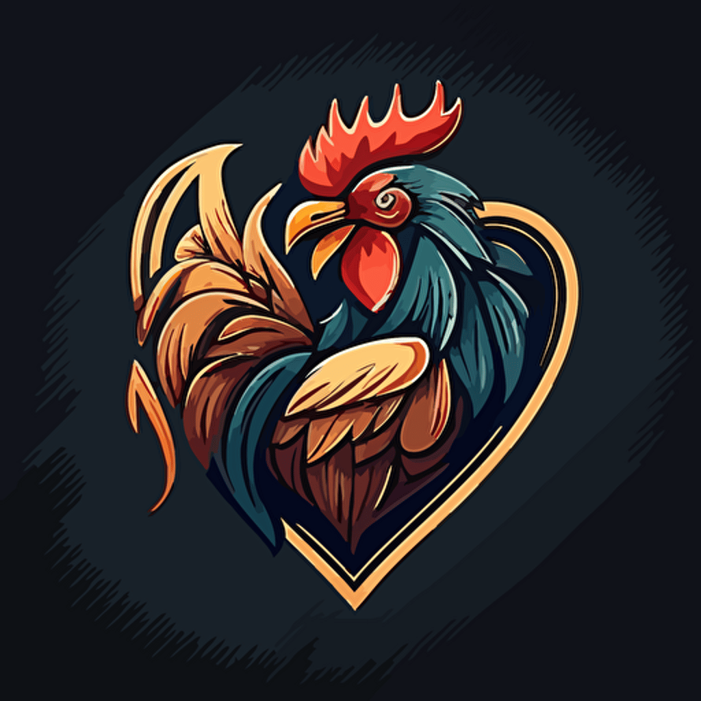 rooster heart logo cartoon vector