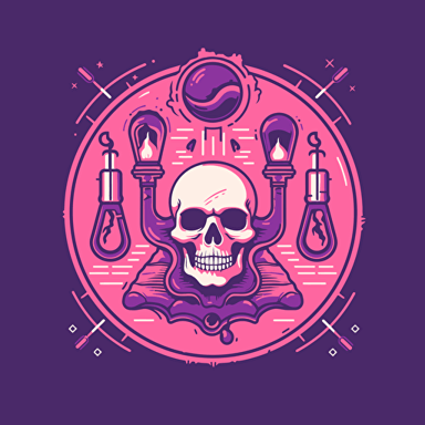Sinister Science: Occult experiments and eerie inventions SVG, flat shading, solid background, mascot, logo, vector illustration, masterwork, 2D, simple, illustrator.