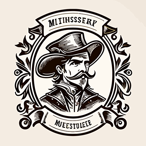 Musketeer logo, vector, 1800s woodcut illustration