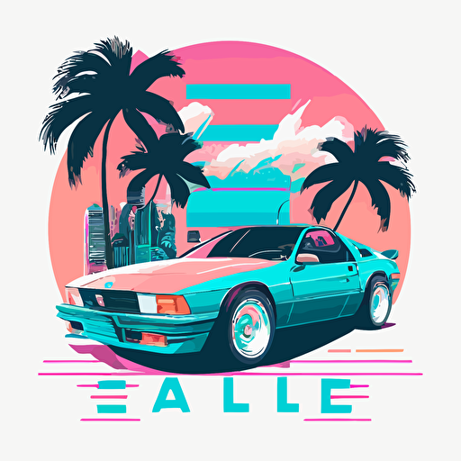 e31 in miami vice style, logo, flat background, vector