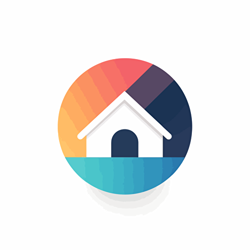 logo circle, clean house, minimalist, vector, 3 colours, white background