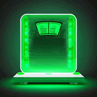 a digital scale , vector, white background, neon green digital background for scale
