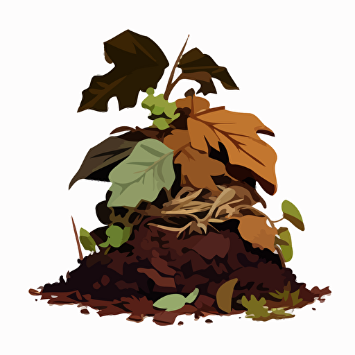 vector image of a compost pile with a leaf growing out of it