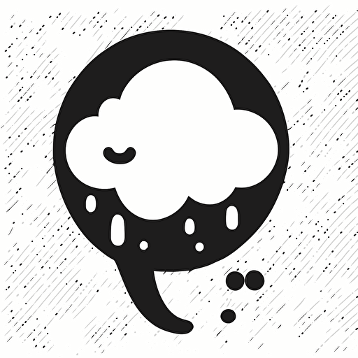 small speech balloon that looks like a long thin cloud, filled with a few runic symbols, indicating mental confusion, black and white, vector, flat, svg, dnd style