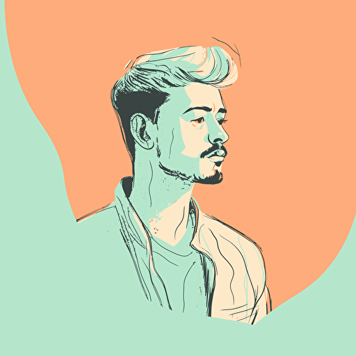 sketchy man, minimalistic illustration, pastel colors, vector