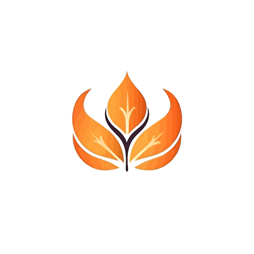 Round leaf simple logo with orange color, vector design
