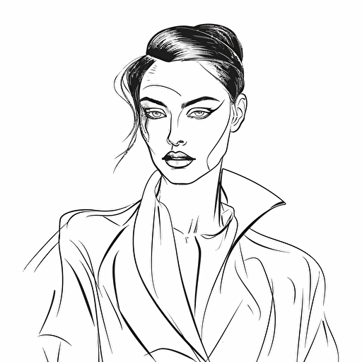 vector black and white line drawing fashion corporate logo for a fashion company. A strong continuous line black and white ink line drawing hyper-minimalist logo style. white background. balenciaga style