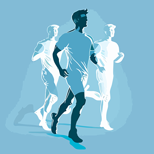 3 young man, Freewheeling, Empowerment, gray color, light blue background, simple design, vector style, white outline over silhouette