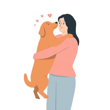 a person hugging a dog