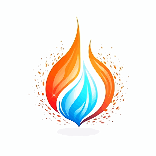 logo blatt in form einer flamme und wasertropfen auf weißem hintergrund, vector