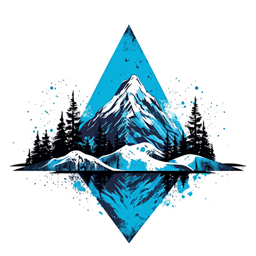 triangle mountain vector, two colors, ice blue and black, vector,