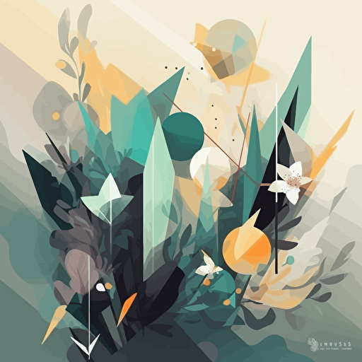 flat minimalistic elegant modern random shapes, vector art, flowers and plants, image, in the style of fluid geometric shapes, eve ventrue, vector art, modern, minimalistic, flat backgrounds, exotic atmosphere, adventure themed, svetlin velinov, positive vibes