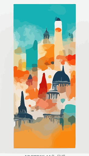 Abstract landscape. Printable boho poster for decor. Artwork with terracotta colors. Vector illustration, Wall Poster, abstract watercolor illustration of LondonCity, landmarks