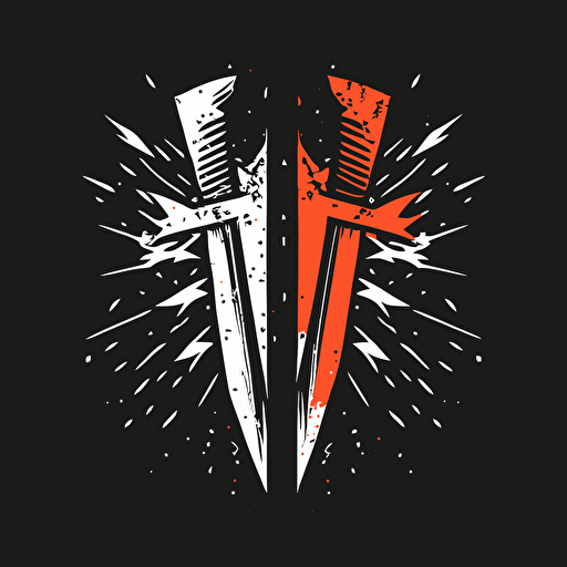two crossed machetes, minimalist logo, vector