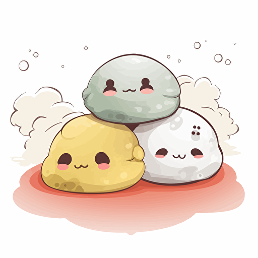 mochi desert, vector art, white background