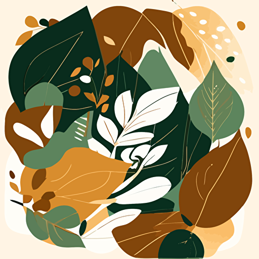 Matisse inspired vector art, leaf shapes, earth tones