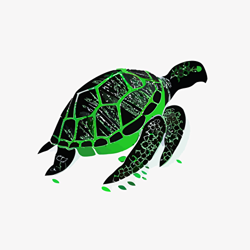 iconic logo, green turtle, minimalist, black vector on white background