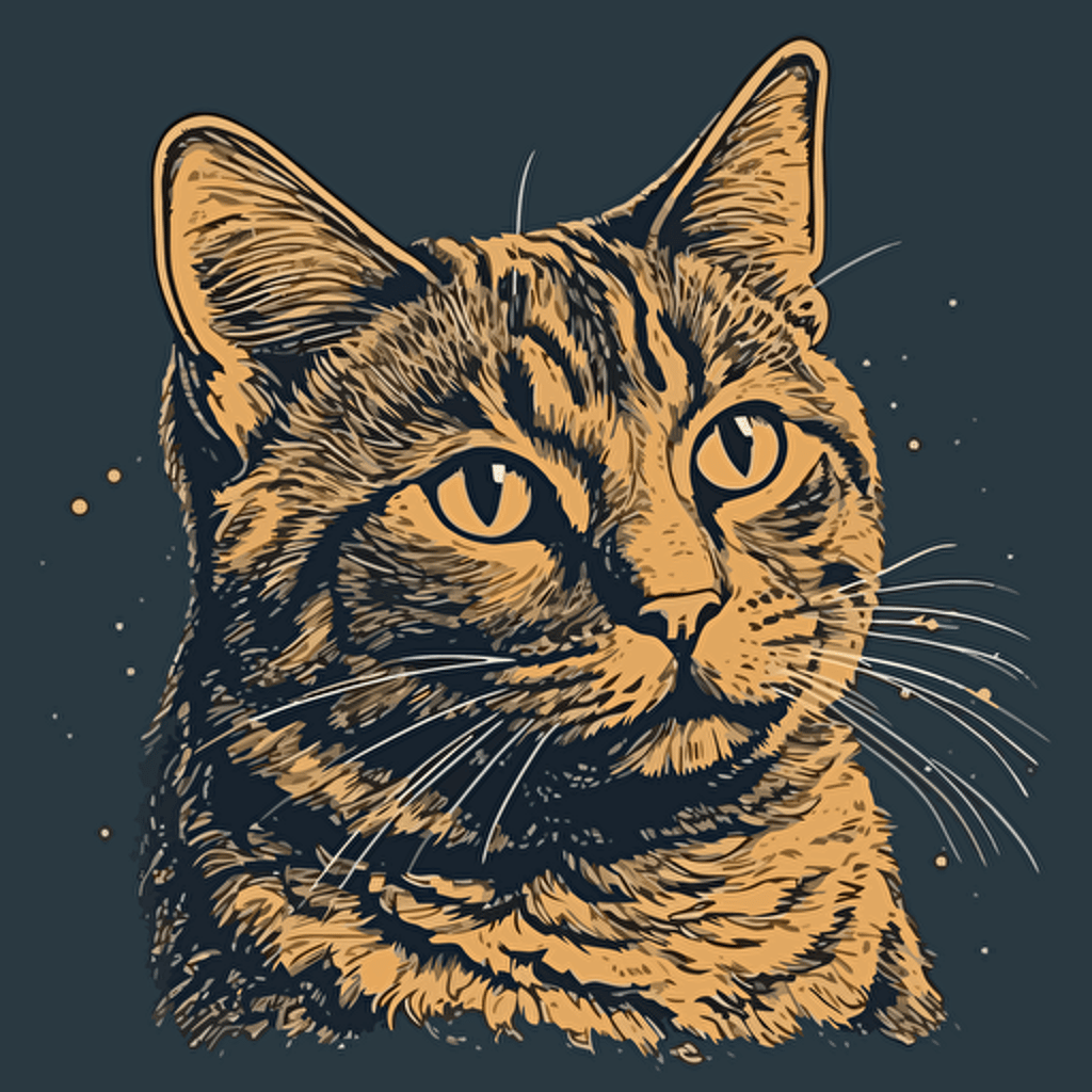 vector art style, cat looking doubtful, in the style of Michael Parks