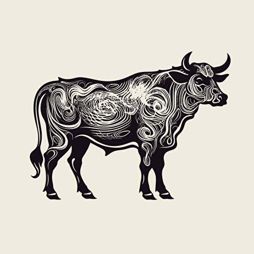Sardo bull, side view, simple vector, black and white color, illustrator