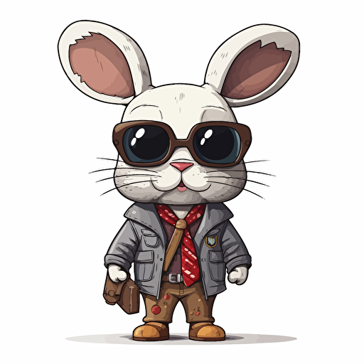 a vector picture in Unreal Engine of a rabbit funko pop dressed with fashionable clothes, white background for a clean, minimalist design