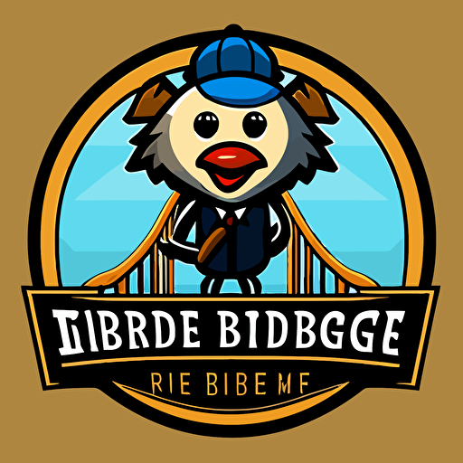 a mascot logo for a brand that represents the idea of bridged trades; simple, vector, by Rob Janoff