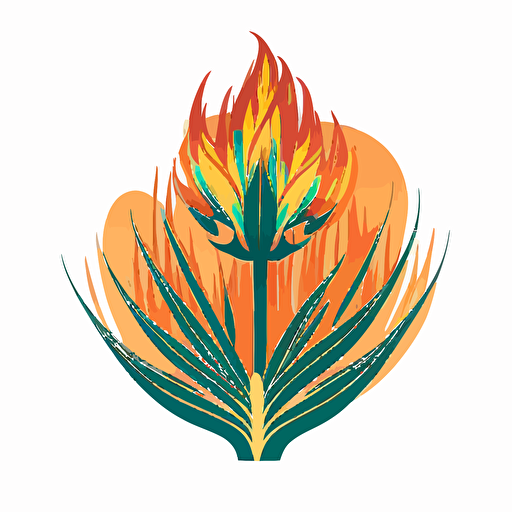 logo of a yucca filamentosa plant with flames, flat, vector