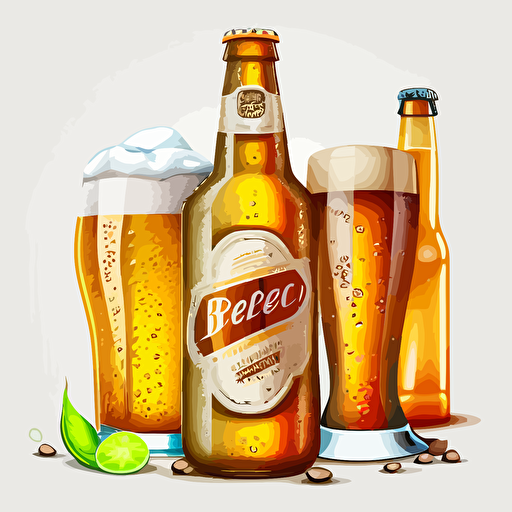 Beer, vector art, white background