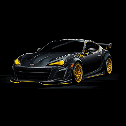 raphic design, jdm, 2023 subaru brz, new brz, limited colors, vector style, high quality, black background