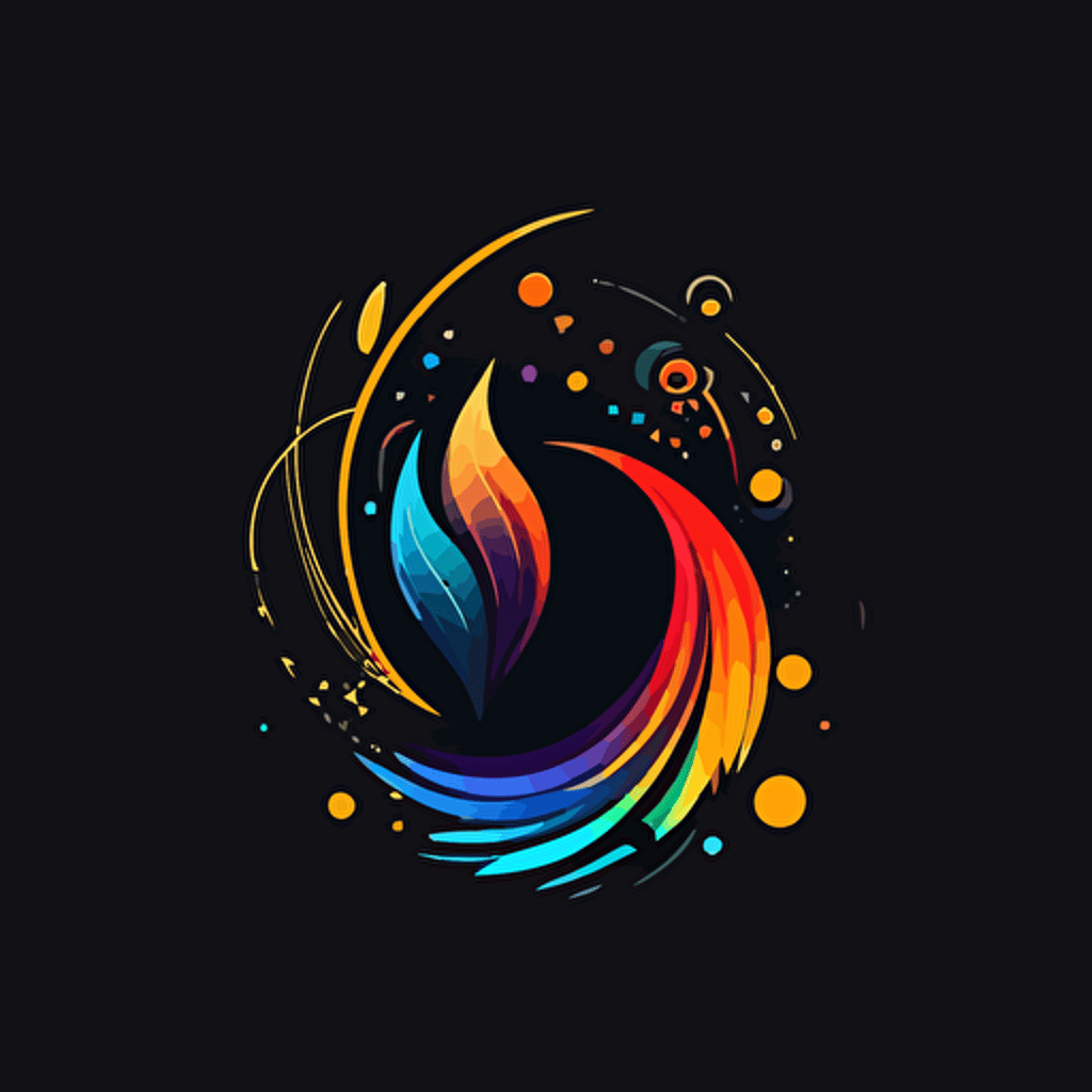 digital magic, minimalistic logo, simple shapes, magic effects, multi color, style vector