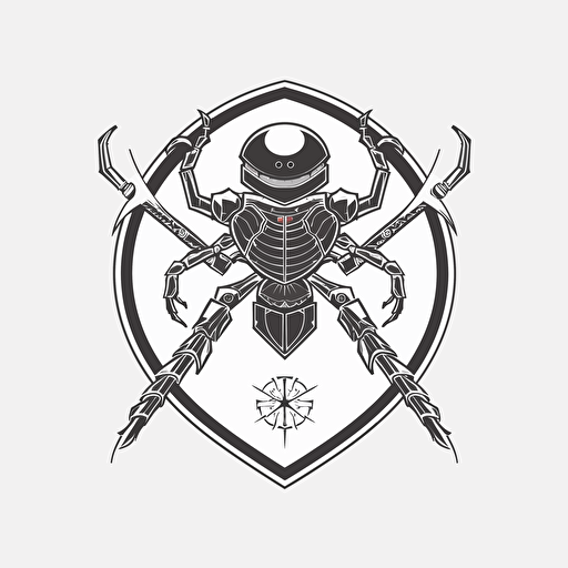an easily-scalable logo image for an AI company of an araneus spider on a sword, black and white, vector, 2d, minimalistic, cyberpunk, award-winning