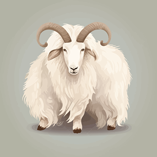 angora goat,long horns, curly hair, white colo,r natural background ,vectoral style