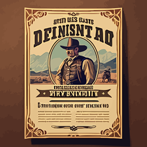 affiche, publicité, recrutement, sheriff office, pendaison, western, style 1800, flat, vectorized