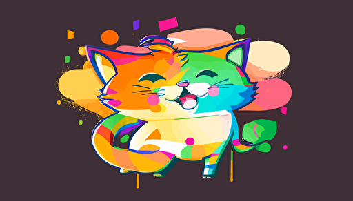 cartoon funny colourful kitty illustration, vector, simple clean, minimalist, wallpaper, bright, collection