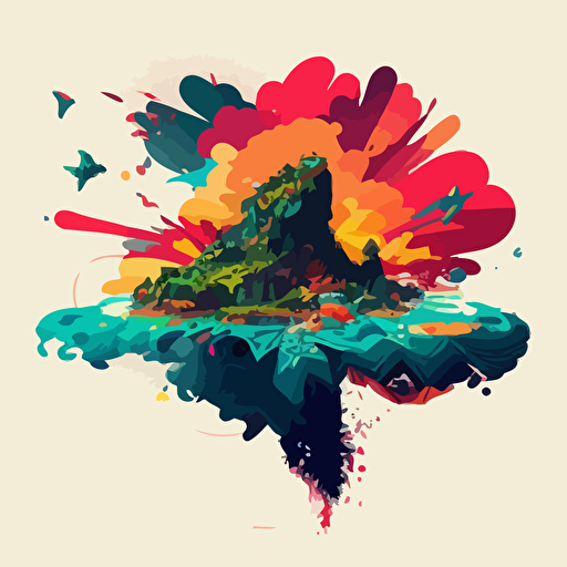 colorful vector art, exploding island of taiwan