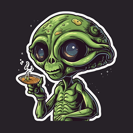 vector alien smoking a bong sticker