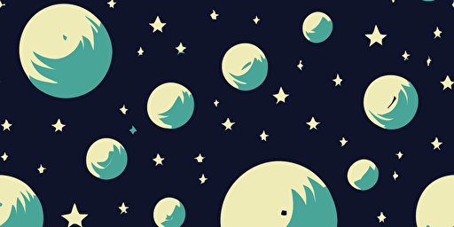 small green cartoon aliens vector style, on a navy blue background with stars