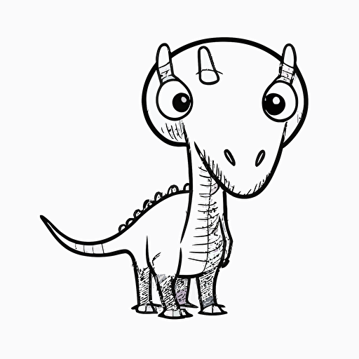 Cute Parasaurolophus, big eyes, Pixar style, simple outline and shapes, coloring page black and white comic book flat vector, white background