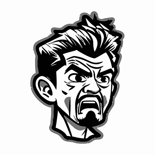 a frustrated 40-year-old man, black and white vector twitch emote style
