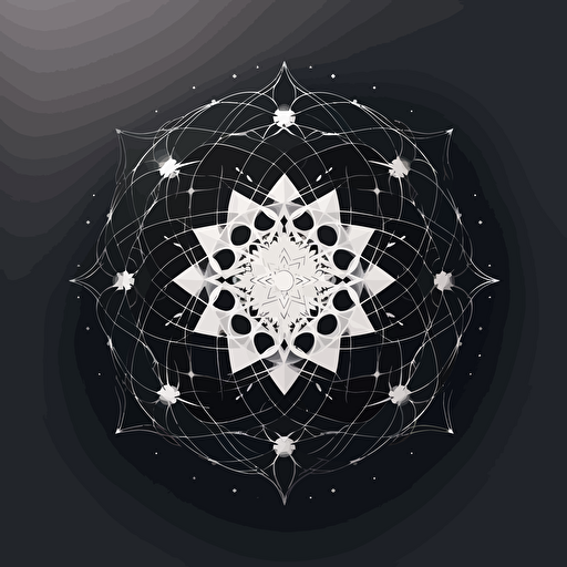 a modern simple vector logo made with cymatics pattern, sacred geometry,black and white::2, text and Letters saying Sonic Manifestation,