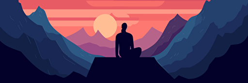 deep thought from a mountaintop in solitude, flat, abstract, minimalistic, creative, vector, illustration