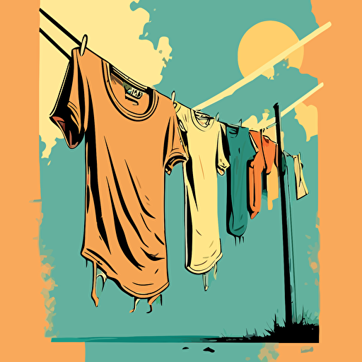 Clothes Line, Clothes Hanging to Dry, vector, nice color