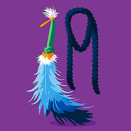 feather boa in the shape of a hangman's noose in a vector art cartoon style, flat color, solid color background