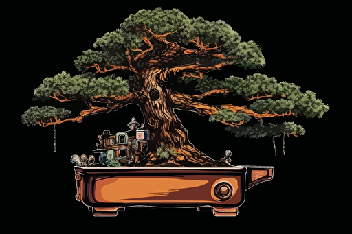 bonsai tree made with camera parts, 2d, vector a Fujicolor Superia X-TRA 400