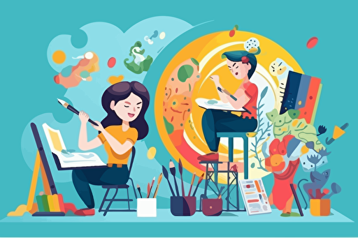 creativity in vector art, cartoon style