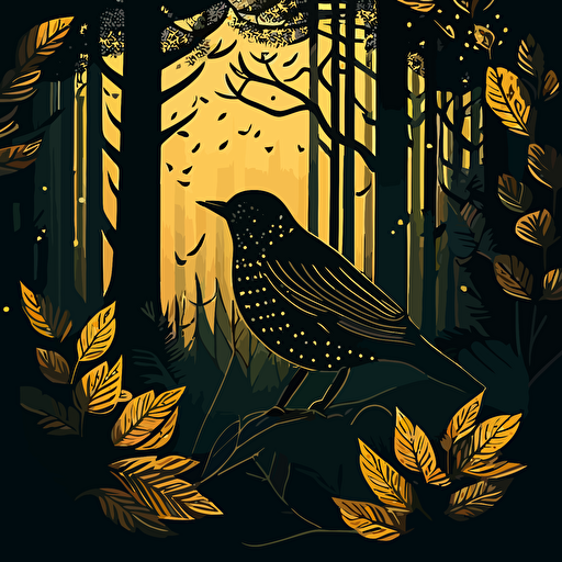 vectorial bird in a forest